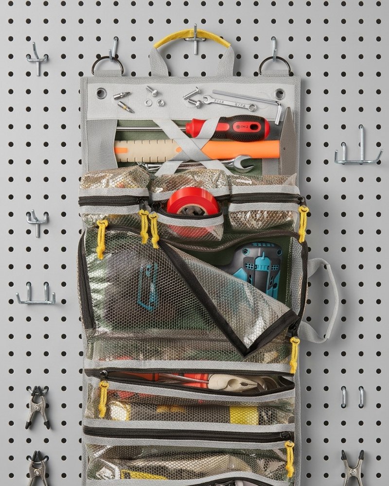 Myolnir roll-up tool bag: hangs on the wall